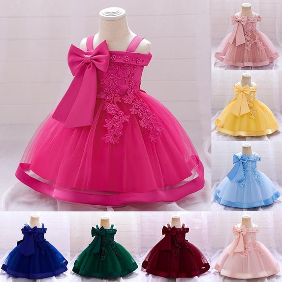 THDHVS Flower Girl Dress,Baby Girl Dress with One Shoulder Beaded Flowers Embroidery and Tulle for Event and Pageant,Girls' Dresses Pink