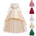 thumbnail image 1 of THDHVS Flower Girl Dress,Solid Color Long Sleeve Dress with Lace Tulle Bow for Girls Birthday Party and Pageant Event,Girls' Dresses Red, 1 of 10