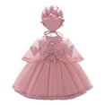 thumbnail image 1 of THDHVS Flower Girl Dress for Wedding,Girls Dresses,Toddler Girl Birthday Skirt Baby Mesh Flower Patch Princess Dress Performance Dress Wedding Party Dress Pink 12-18 Months, 1 of 7
