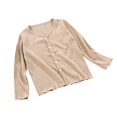 thumbnail image 1 of THDHVS Girls Cardigan Button Up Long Sleeve Knitted Sweater Casual V-Neck Solid Shirt Homewear Khaki 18 Months, 1 of 3