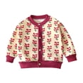 thumbnail image 1 of THDHVS Girls Cardigan Fashion Casual Knitting Homewear Long Sleeve Warm Cardigan Thickened Over Sweater Red 5 Years, 1 of 3