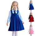 thumbnail image 1 of THDHVS Girls' Clothing Sets,School Style Collar Dress with Plaid Skirt and Tie Set for Girls Back to School Formal Outfit and Wear 6-7 Years, 1 of 10