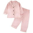 thumbnail image 1 of THDHVS Girls' Clothing Sets Toddler Baby Kids Spring Boys Girls Solid Color Long sleeve Home Wear Clothes Suit Pink 7-8 Years, 1 of 8