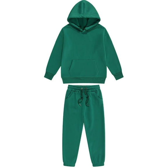 THDHVS Girls' Clothing Sets Toddler Fall Winter Boys Hoodie Sweatshirt Children Long Sleeve Tops with Long Pants Two Piece Suit Army Green 6 Years