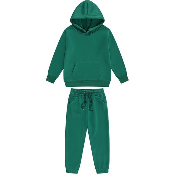 THDHVS Girls' Clothing Sets Toddler Fall Winter Boys Hoodie Sweatshirt Children Long Sleeve Tops with Long Pants Two Piece Suit Army Green 6 Years