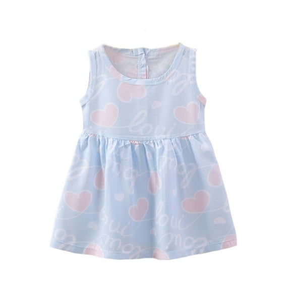 THDHVS Girls Dresses Baby Kids Summer Printed Sleeveless Round Neck Dress