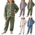 thumbnail image 1 of THDHVS Girls Fall Outfits,Unisex Toddler Solid Fleece Long Sleeve Top Pants Warm Loungewear 2 Piece Set,Toddler Girl Outfits Beige 3-5 Years, 1 of 10