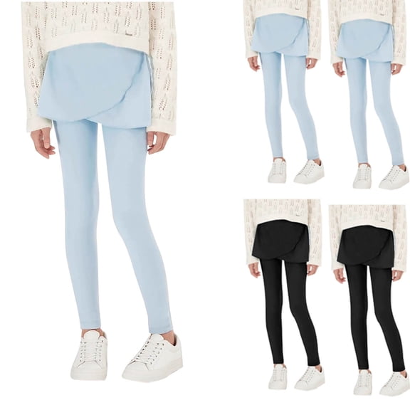 THDHVS Girls Leggings,Girls Sweatpants,Girls Fast Dry Athletic Leggings Solid Long Length High Waist Yoga Pants for Kids Teen Light Blue 5-6 Years