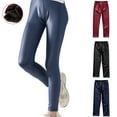 thumbnail image 1 of THDHVS Girls Leggings,Girls Faux Leather Padded Trousers for Fall and Winter Wear Warm Bottoming Pants with Elastic Waist Comfortable Fits Navy, 1 of 6