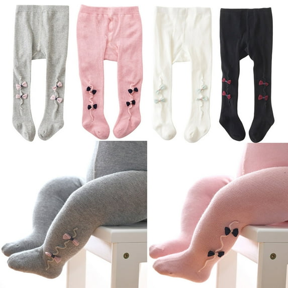 THDHVS Girls Leggings,Pants for Girls,Infant Combed Pantyhose with Bow Detail for Girls Soft Stretch Fabric Breathable Comfortable Bottom Wear Gray 1-2 Years