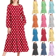 thumbnail image 1 of THDHVS Girls Long Sleeve Dress,Classic Polka Dot Print Long Sleeve Dress with Side Pockets for Girls Casual Everyday Style,Dresses for Girls Blue, 1 of 7