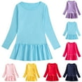 thumbnail image 1 of THDHVS Girls Long Sleeve Dress,Long Sleeve Round Neck Solid Color Midi Dress Loose Basic Versatile Casual Daily Wear for Little Girls,Dresses for Girls Red 1-2 Years, 1 of 3