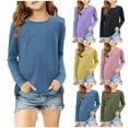 thumbnail image 1 of THDHVS Girls Long Sleeve Shirts,Shirts for Girls,Girls Solid Color Long Sleeve Crewneck Tee Ultra Soft Breathable for Everyday Comfortable Navy 13-14 Years, 1 of 6
