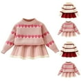 thumbnail image 1 of THDHVS Girls Outfits,Kids Clothes Girls,Girls' Fall Sweater Set Long Sleeve Knitted Pullover Knitted Skirt Two-piece Set Red 3-4 Years, 1 of 7