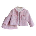 thumbnail image 1 of THDHVS Girls Outfits,Kids Clothes Girls,Kid and Girls' Small Fragrant Style Button Pocket Jacket Short Skirt Two-piece Set Skirt Set Pink 3-4 Years, 1 of 6