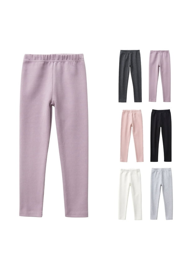 Girls Pants,Girls Brushed Solid Color Leggings with Elastic Waist for Comfortable and Stretch Soft Bottoming Trousers Ideal for Layering and Play Gray