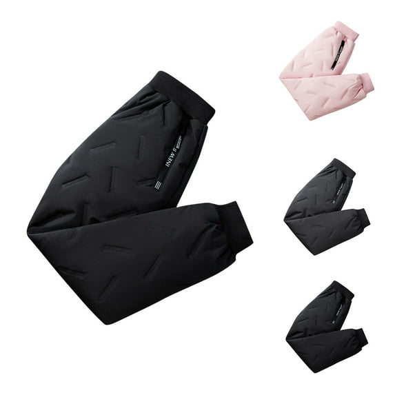 THDHVS Girls Pants,Pants for Boys,Fashionable Men's and Girls' Solid Color Warm and Thick Men's and Girls' Pants Black 7-8 Years