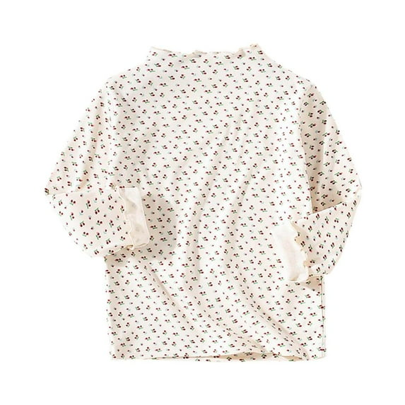 THDHVS Girls Shirts Kids Spring Fall Crewneck Polka Dots Long Sleeve Tops Casual Loose Base Shirt Loungewear