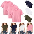 thumbnail image 1 of THDHVS Girls Short Sleeve Tops,Shirts for Girls,3 Pack Kids Solid Color Short Sleeve Tee Breathable Cotton Summer Navy 2-3 Years, 1 of 7
