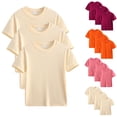 thumbnail image 1 of THDHVS Girls Short Sleeve Tops,Shirts for Girls,3 Pack Kids Solid Color Short Sleeve Tee Breathable Cotton Summer Orange 11-12 Years, 1 of 7