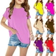 thumbnail image 1 of THDHVS Girls Short Sleeve Tops,Shirts for Girls,Allover Print Short Sleeve Tee Casual Soft Pink 3-4 Years, 1 of 6