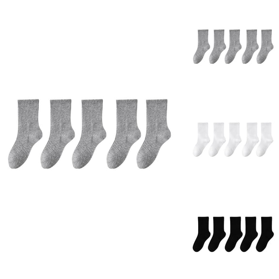 THDHVS Girls Socks,Socks for Girls,5 Pairs Girls Solid Color Socks Combed Soft for Softness and Breathability Sport Socks Provide Moisture Wicking Comfortable for School and Daily Activities Gray L
