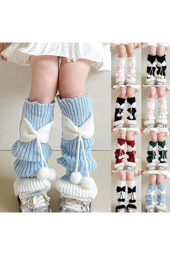 Girls Socks,Girls Boot Cuffs with Bow and Color Block Knit Sock Topper Style Features Decorative for Fashion and Extra Warmth Cool Weather Wine 3-15 Years