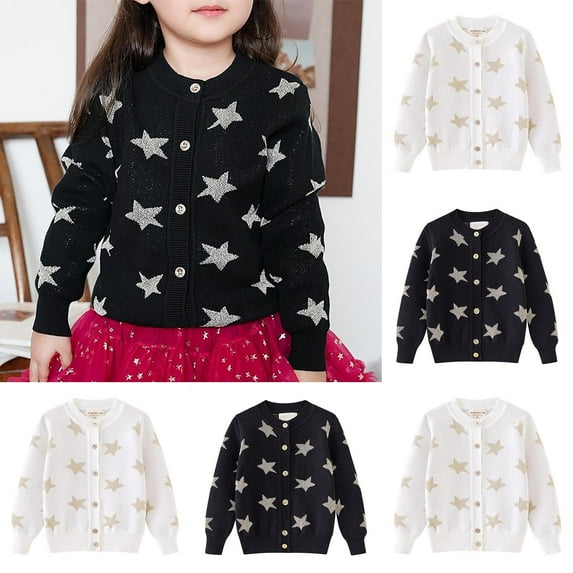 THDHVS Girls Sweaters,Cardigan for Girls,Girls Print Sweaters Gradient Long Sleeve Cable Knit Sweater Chunky Pullover Fall Winter Black 10-12 Years