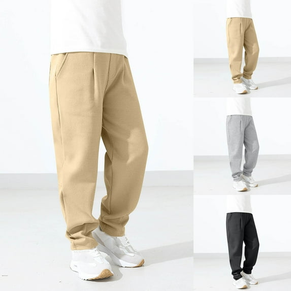 THDHVS Girls Sweatpants,Pants for Girls,Kid's Solid Color Pants with Elastic Waistband Loose Fitting Work Pants Medium Size Pants with Pockets for Adults Khaki 7-8 Years