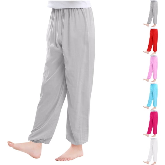 THDHVS Girls Pants,Sweatpants for Girls,Kids Solid Color Casual Lantern Pants Boys Girls Thin Outer Wear Drawstring Trousers Gray 13-14 Years