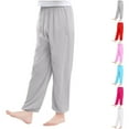 thumbnail image 1 of THDHVS Girls Pants,Sweatpants for Girls,Kids Solid Color Casual Lantern Pants Boys Girls Thin Outer Wear Drawstring Trousers White 11-12 Years, 1 of 5