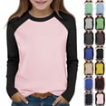 thumbnail image 1 of THDHVS Girls Sweatshirt,Girls Long Sleeve Tops,Kids Color Block Raglan Long Sleeve Tee Casual Red 4-5 Years, 1 of 8