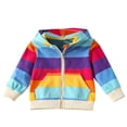thumbnail image 1 of THDHVS Hoodies for Teen Girls,Girls Sweatshirt,Hoodie for Kids with Colorful Stripe Long Sleeve Sweatshirt for Teen Girls with Kangaroo Pocket Blue 9-12 Months, 1 of 7
