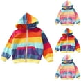 thumbnail image 1 of THDHVS Girls Sweatshirt,Hoodies for Girls,Hoodie for Kids with Colorful Stripe Long Sleeve Sweatshirt for Teen Girls with Kangaroo Pocket Light Blue 9-10 Years, 1 of 8