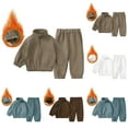 thumbnail image 1 of THDHVS Girls Sweatsuit,Toddler Boy Outfits,Kid's Solid Long Sleeve High Collar Neck Boys and Pants Warm Suit Brown 3-4 Years, 1 of 7