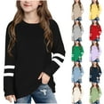 thumbnail image 1 of THDHVS Girls T Shirts,Girls Short Sleeve Tops,Kids Striped Print Long Sleeve Tee Soft Cotton Casual for Spring Spring Layering Khaki 3-4 Years, 1 of 7