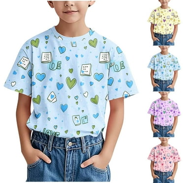 THDHVS Girls Tops, Cute Tops for Teen Girls, Trendy Kid Shirt Kid T-shirt Print Round-Neck Comfortable Loose T-shirt Short Sleeve Blouse Casual Tops Green 18-24 Months
