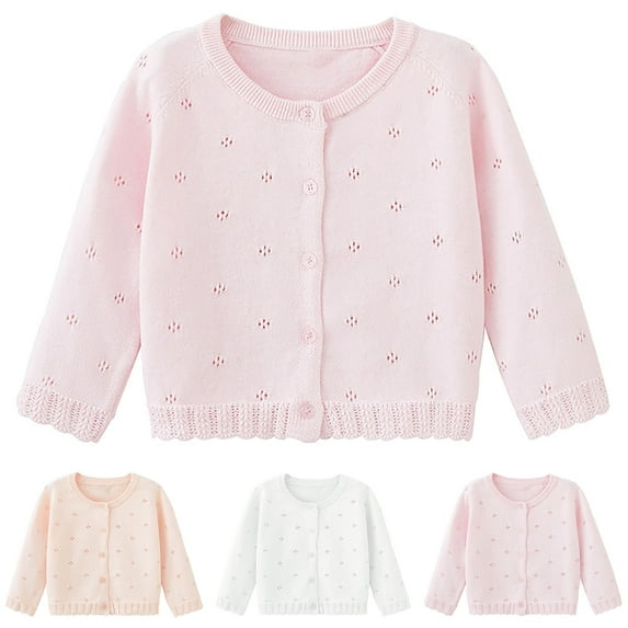THDHVS Girls Cardigan,Cardigan for Girls,Girls Kids Short Sleeve Crochet Knit Top Cardigan Beige 12-18 Months