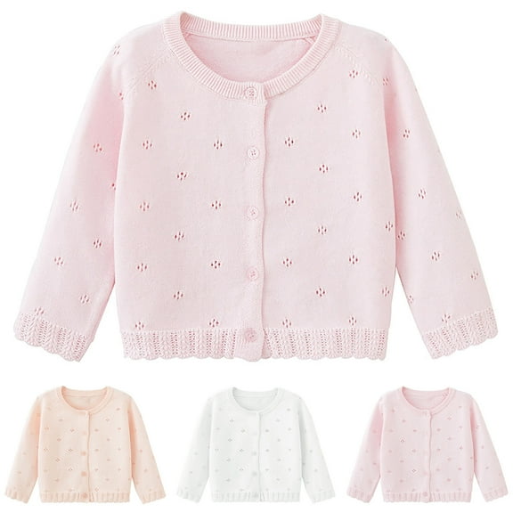 THDHVS Girls Cardigan,Cardigan for Girls,Girls Kids Short Sleeve Crochet Knit Top Cardigan Beige 4-5 Years
