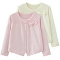 thumbnail image 1 of THDHVS Girls Cardigan,Cardigan for Girls,Girls' Ruffle Collar Cardigans Sweater Button Solid Long Sleeve Knit Sweaters Pink 4-5 Years, 1 of 6