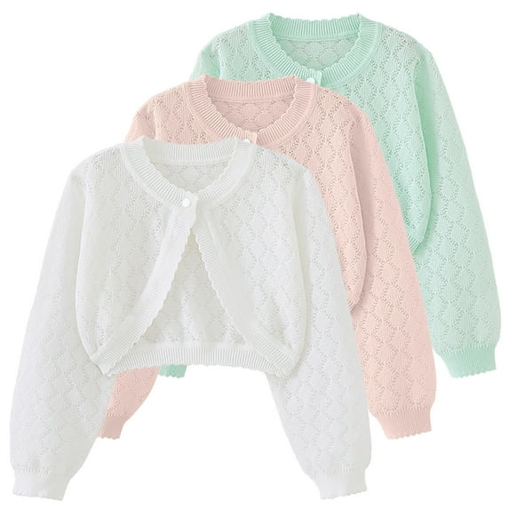 THDHVS Girls Cardigan,Toddler Girls Cardigan Sweater Toddler Kids Long Sleeve Button Knit Cropped Cover Up Jacket Tops Green
