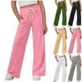 thumbnail image 1 of THDHVS Girls Wide Leg Pants,Pants for Girls,Girls Elastic Waist Wide Leg Pants Solid Color Straight Casual Long Trousers Lightweight Outerwear Comfortable Fits White 5-6 Years, 1 of 8