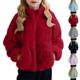 thumbnail image 1 of THDHVS Girls Winter Jacket,Unisex Kids Solid Stand Collar Jacket with Pockets Long Sleeve Casual,Jackets for Girls Red 6-7 Years, 1 of 9