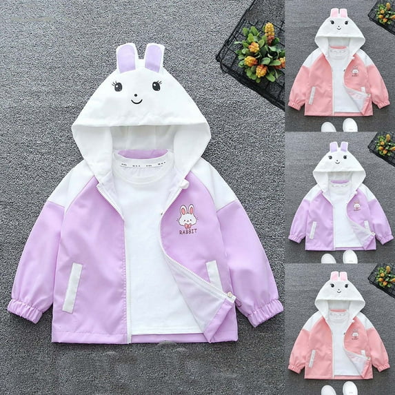 THDHVS Girls Zip Up Hoodie,Winter Jackets for Girls,Hoodies for Girls Sherpa Lined Hoodie with Ear Hood and Fabric for Soft Warmth Pink 6-8 Years
