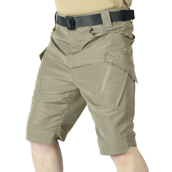 THDHVS Gym Shorts Men,Mens Athletic Shorts,Men's Cargo Hiking Shorts with Belt Lightweight Fast Dry Tactical Shorts with Pockets for Casual Work Golf Khaki 2XL