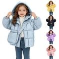 thumbnail image 1 of THDHVS Hoodies for Girls,Girls Solid Thick Quilted Puffer Jacket Hooded Long Sleeve with Bag Set Winter,Girls Hoodies Light Blue 18-24 Months, 1 of 10