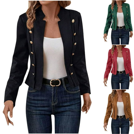 THDHVS Jackets for Women,Womens Jacket,Women's Fashion Jackets Fall Clothes Long Sleeve Open Front Cropped Coat Outwear Green XL