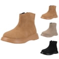 thumbnail image 1 of THDHVS Kids Boots, Girls' Suede Leather Ankle Boots with Matte Finish and Slip Resistant Outsole Unisex British Style Shoes for Kids Outdoor Activities Khaki, 1 of 9