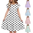 thumbnail image 1 of THDHVS Kids Dress,Short Sleeve Dress with Double Ruffle Sleeves for Girls Summer Casual Wear and Special Day Party,Dresses for Girls Red, 1 of 9