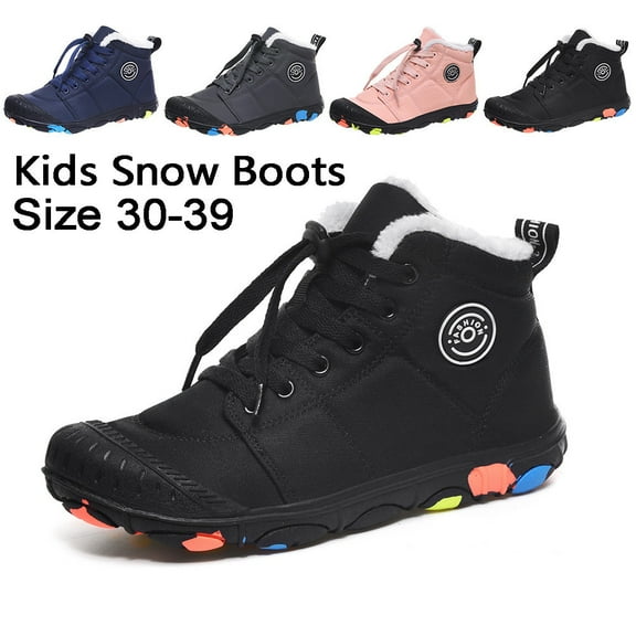 THDHVS Kids Sneakers,Winter Kid's Warm Thick Cotton Shoes Boots Black13.5